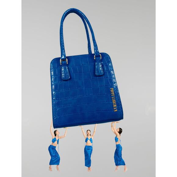 Poppy Lissiman Handbags - Poppy‎ Lissiman Crikey BB Mini Top-Handle Bag in Electric Blue Faux-Croc Leather